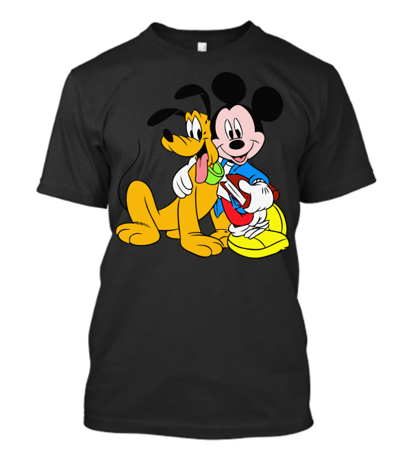 Mickey Mouse And Pluto Embrace Disney Friends T-Shirt
