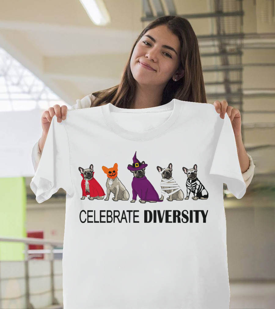 Celebrate Diversity French Bulldog Halloween Costumes T-Shirt