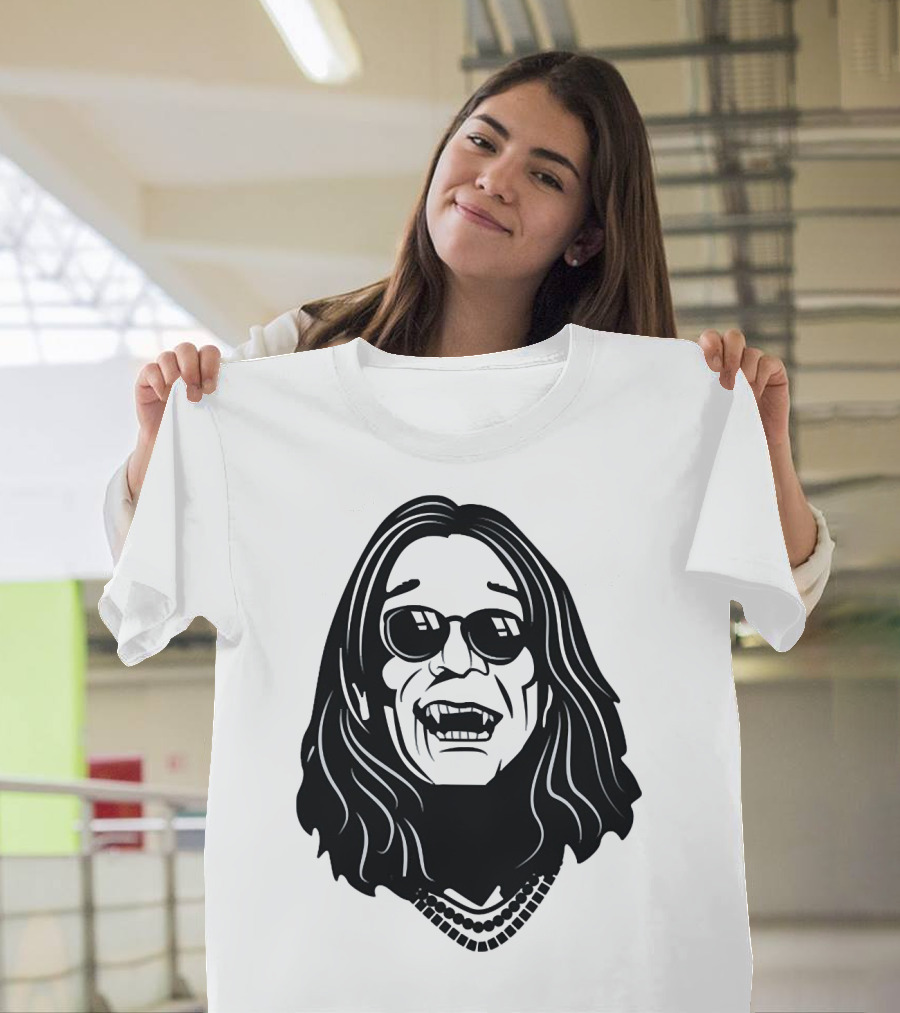 Zombie Ozzy Portrait with Long Hair and Sunglasses T-Shirt