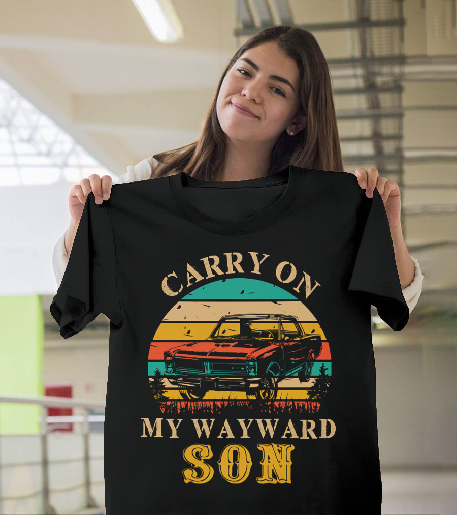 Carry On My Wayward Son Retro Vintage Classic Car Sunset T-Shirt