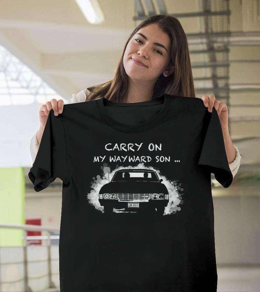 Carry On My Wayward Son Supernatural Car Silhouette Racerback T-Shirt