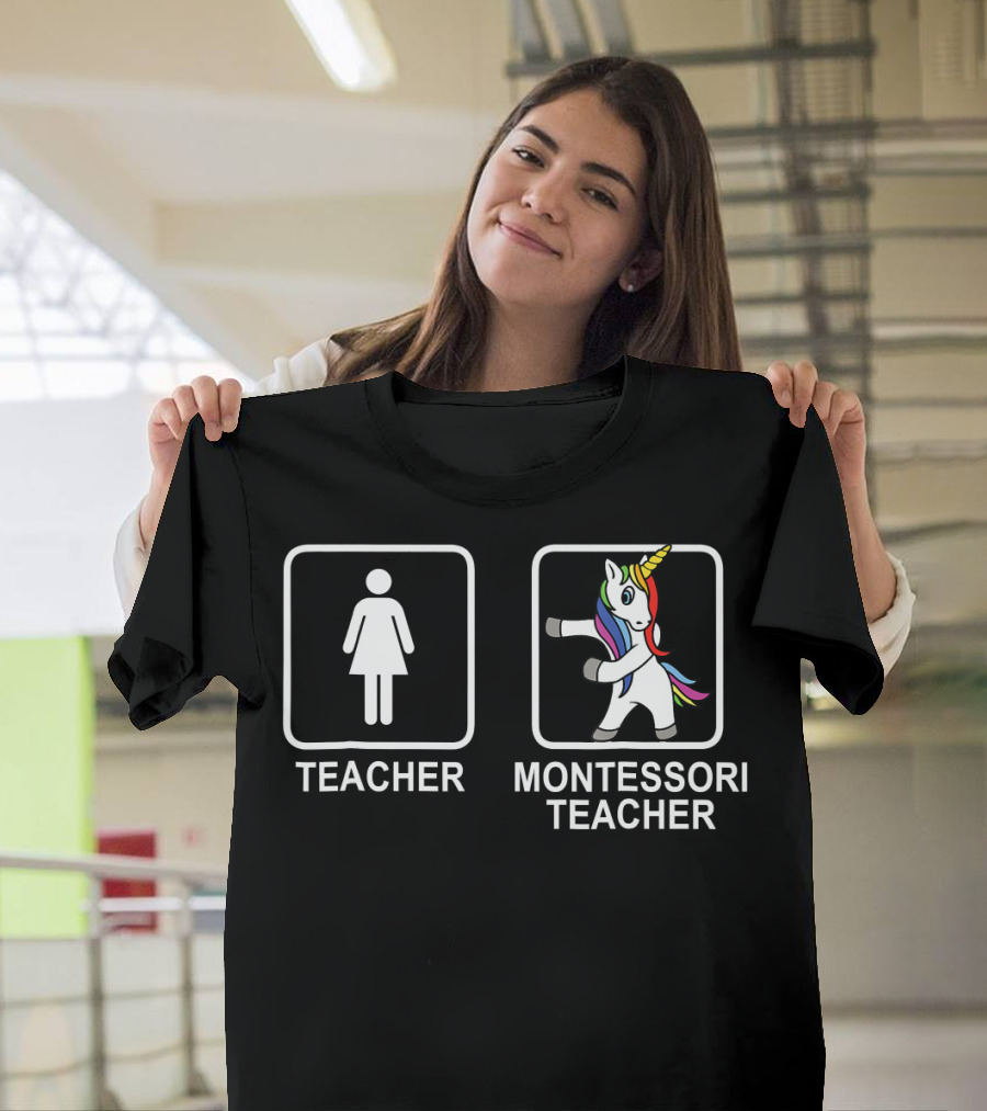 Montessori Teacher Flossing Unicorn Teacher Montessori Teacher T-Shirt