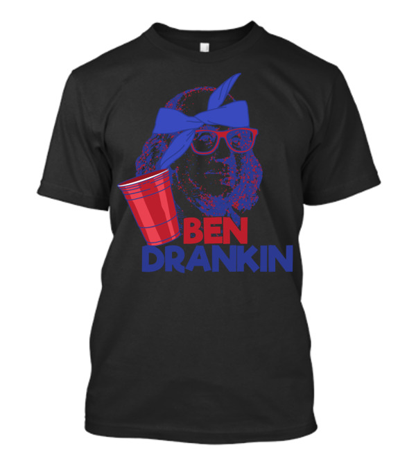 Ben Drankin 4th Of July Red Cup Blue Bandana Glasses T-Shirt