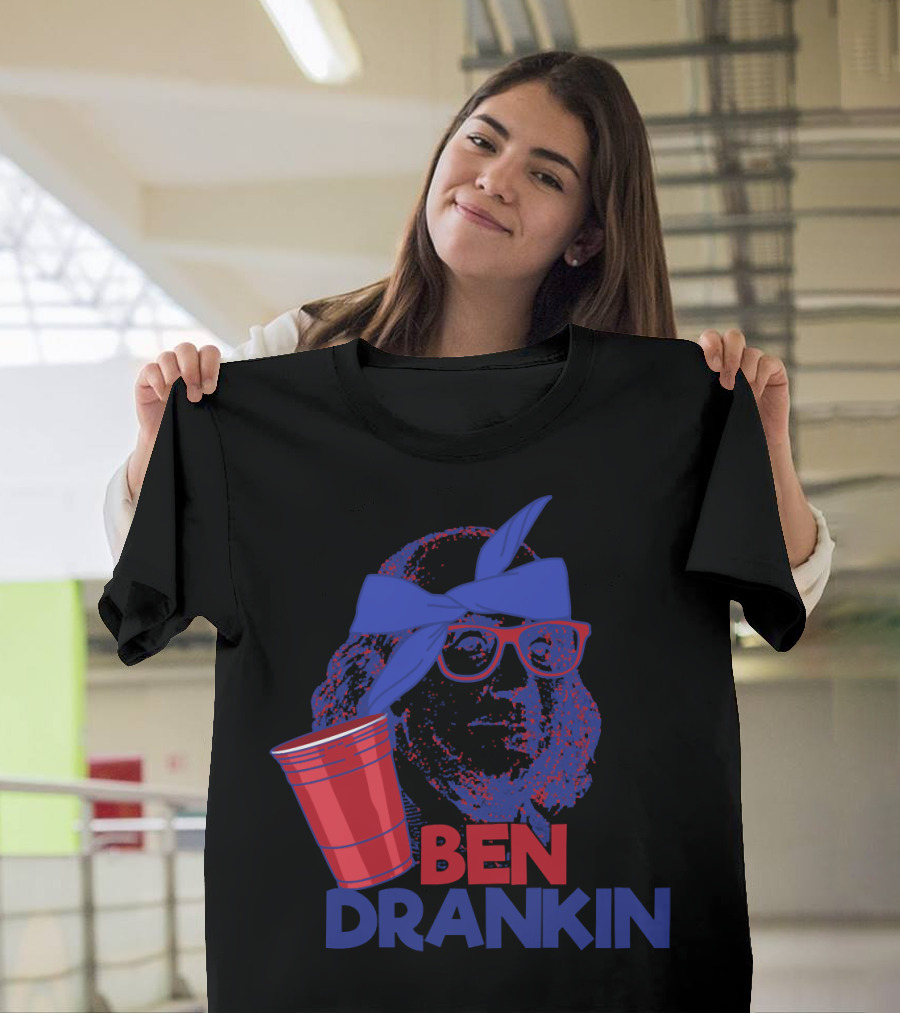 Ben Drankin 4th of July Red Cup Blue Bandana Glasses T-Shirt
