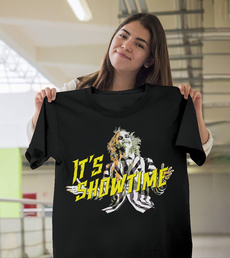 Beetlejuice It's Showtime Striped Suit Character Image T-Shirt