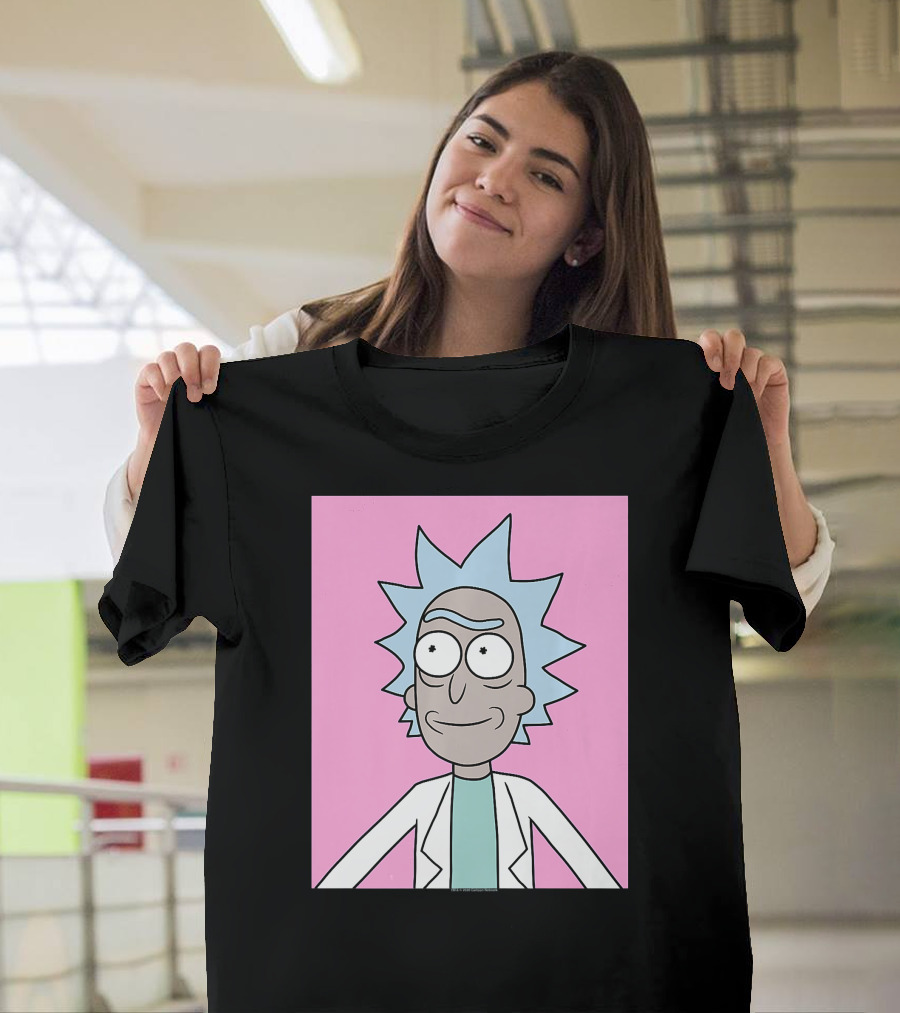 Rick and Morty Color Blocks Rick on Pink T-Shirt