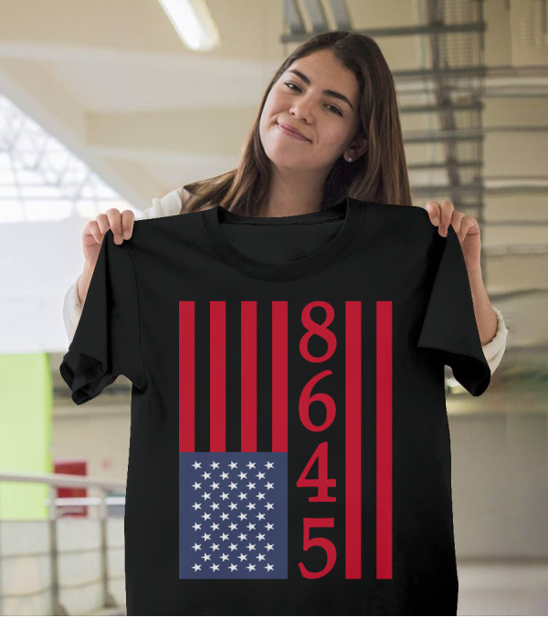 8645 American Flag Vertical Stripes Red White And Blue T-Shirt