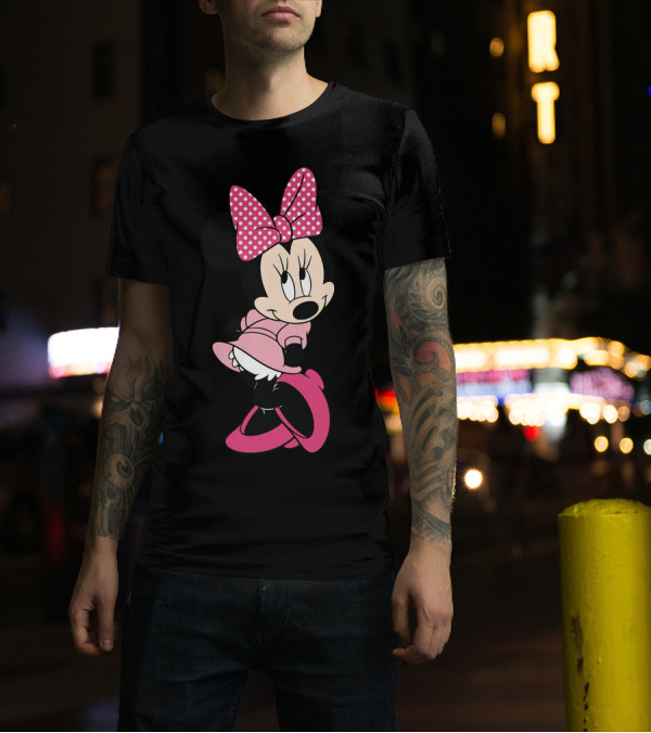 Minnie Mouse Pink Polka Dot Bow And Dress Iconic Pose T-Shirt