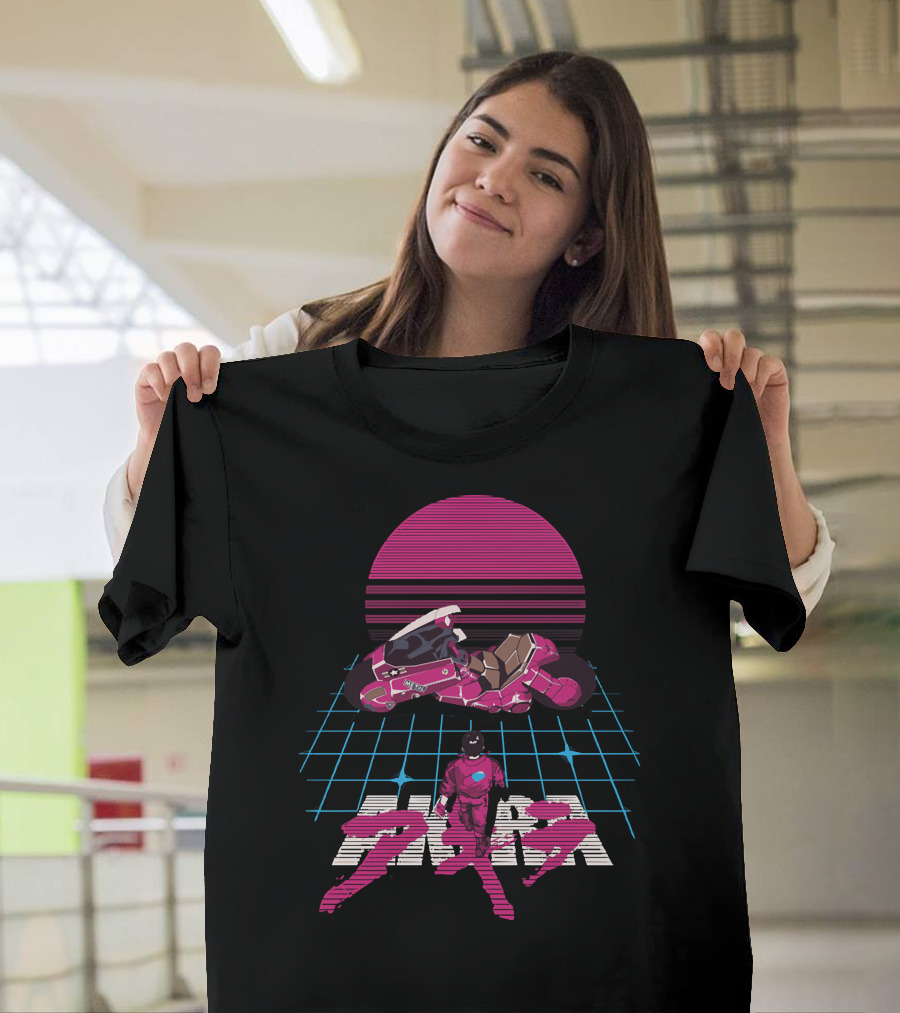 Akira Cyberpunk Synthwave Neon Kaneda Bike Retro Futuristic Aesthetic T-Shirt