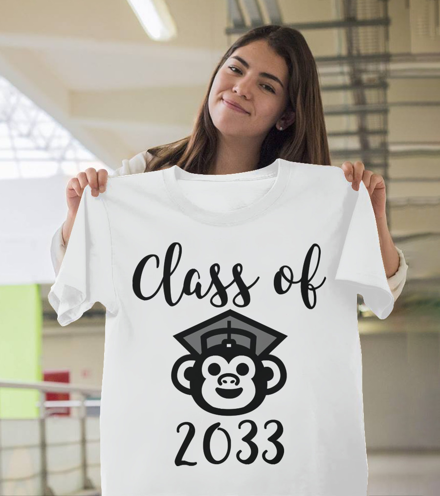 Class of 2033 Graduation Monkey Face T-Shirt