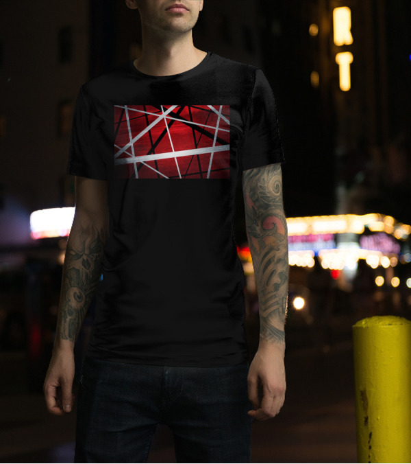 Red White And Black Striped Frankenstrat Eddie Van Halen Guitar T-Shirt