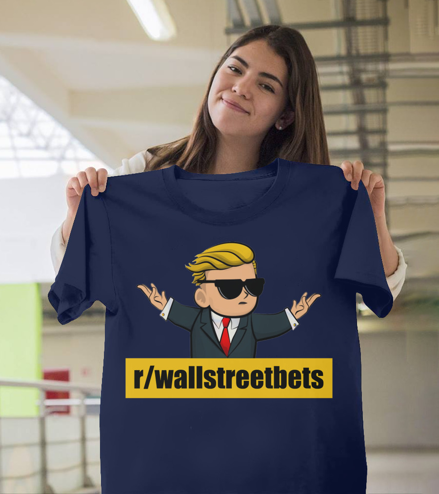 r/wallstreetbets Stonks Icon with Blonde Hair and Sunglasses T-Shirt