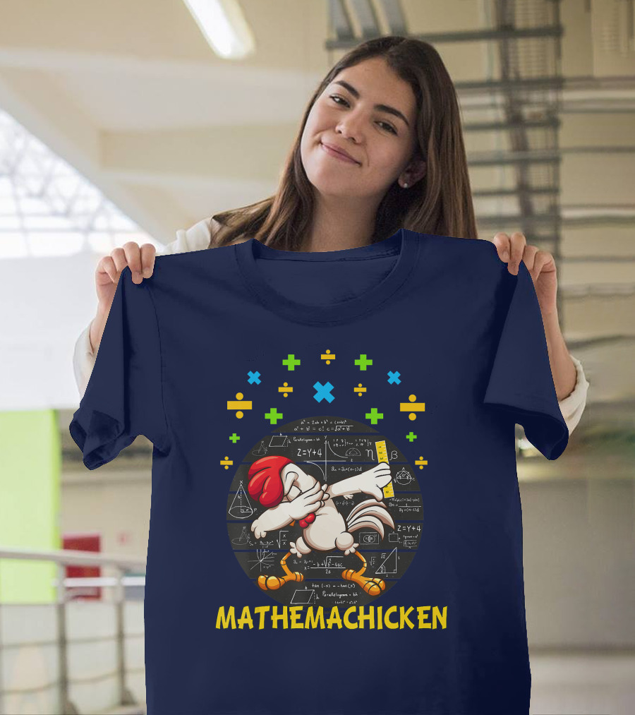 Mathemachicken Dabbing Rooster with Math Symbols and Equations T-Shirt