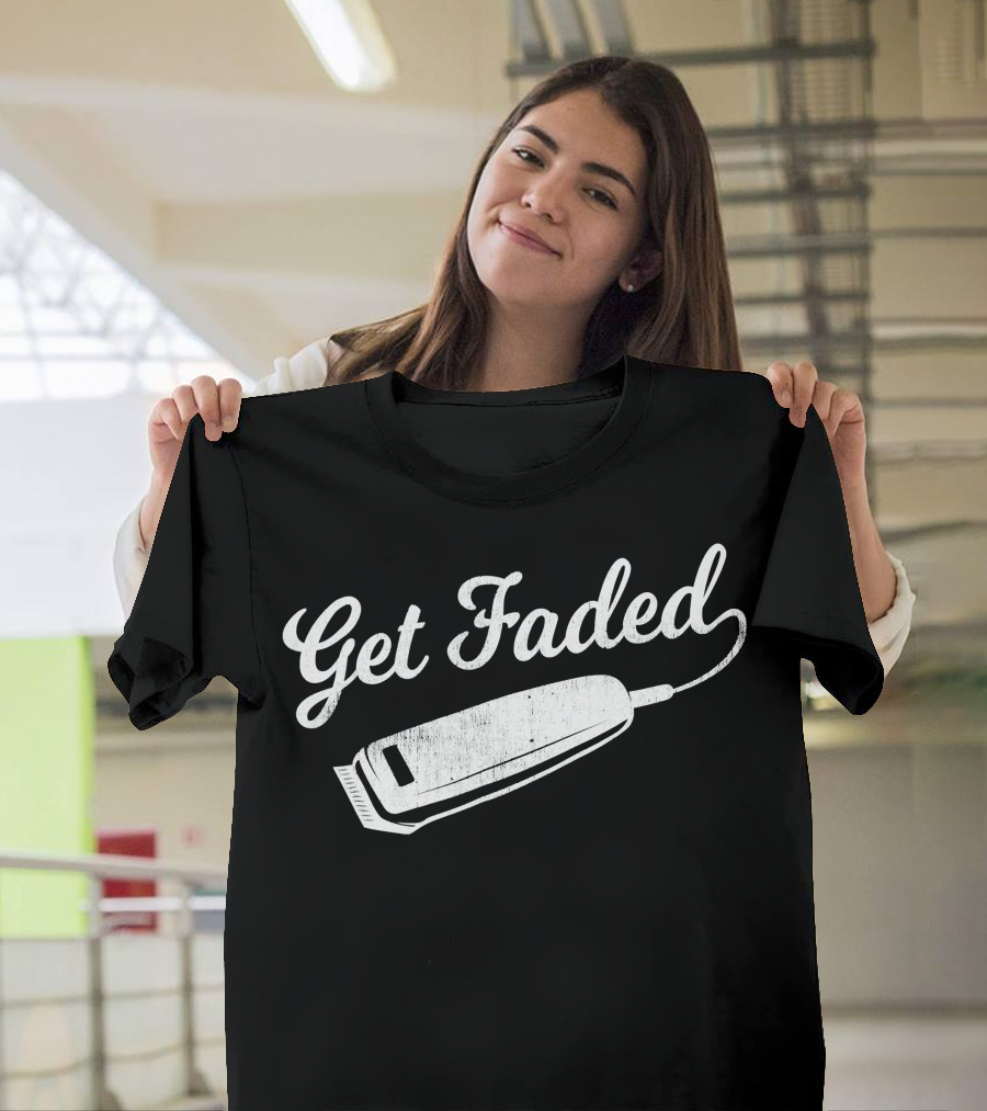 Distressed Get Faded Script with Barber Clipper T-Shirt