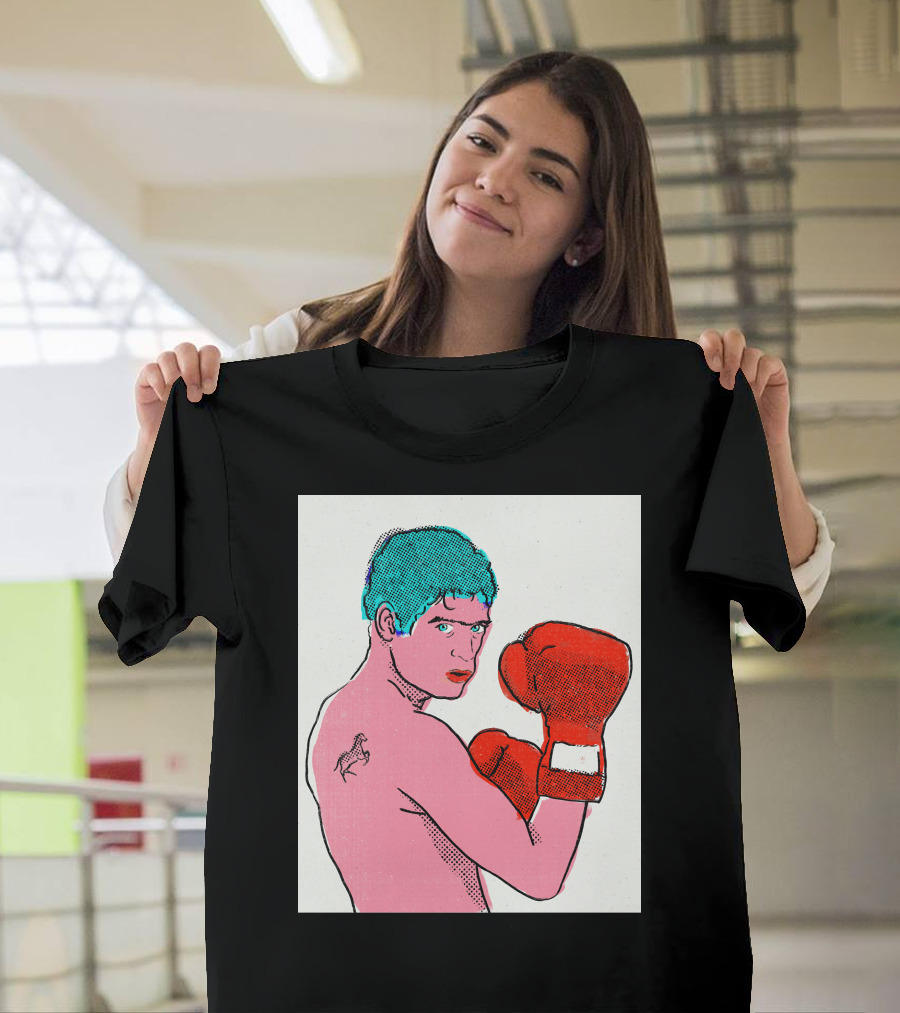 El Potro Rodrigo Boxer with Red Gloves and Horse Tattoo T-Shirt
