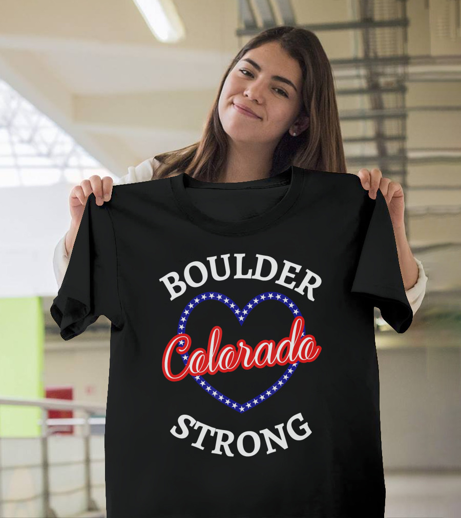 Boulder Colorado Heart Stars Strong T-Shirt