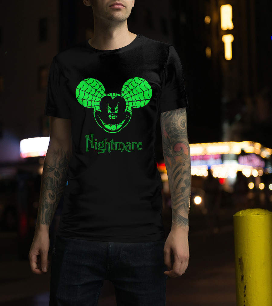 Nightmare Web Pattern Icon With Mouse Ears T-Shirt