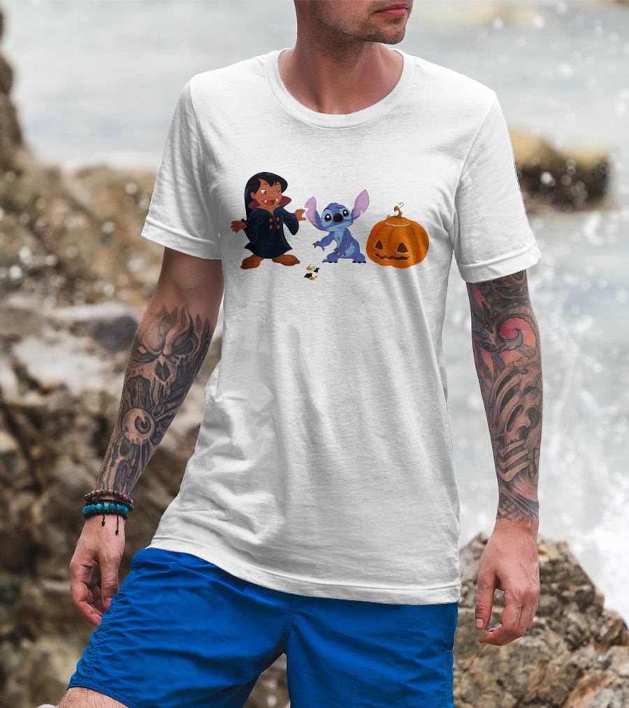 Halloween Stitch Lilo Vampire Costume Pumpkin T-Shirt