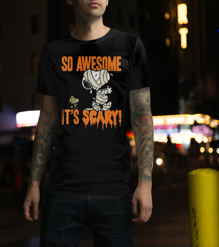So Awesome It's Scary Halloween Snoopy Mummy T-Shirt