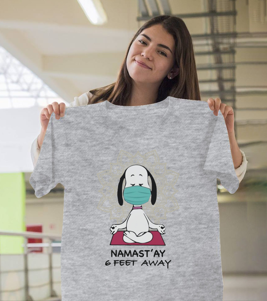 Namast'ay 6 Feet Away Snoopy Yoga Mandala Mask T-Shirt