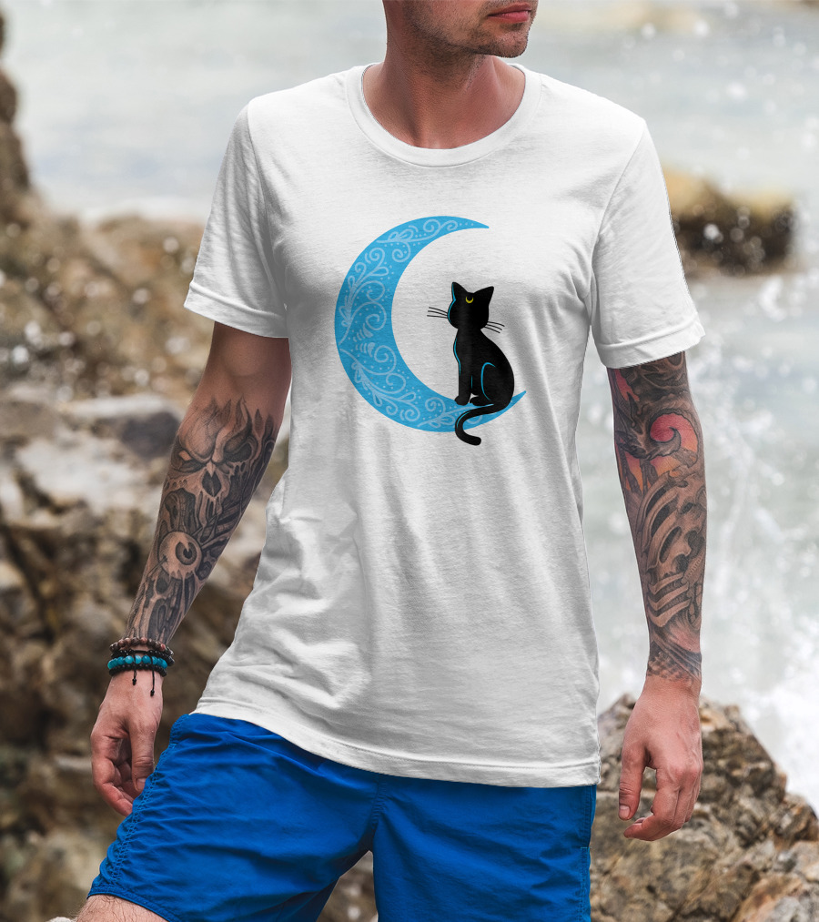 Black Cat Crescent Moon Sailor Guardian T-Shirt