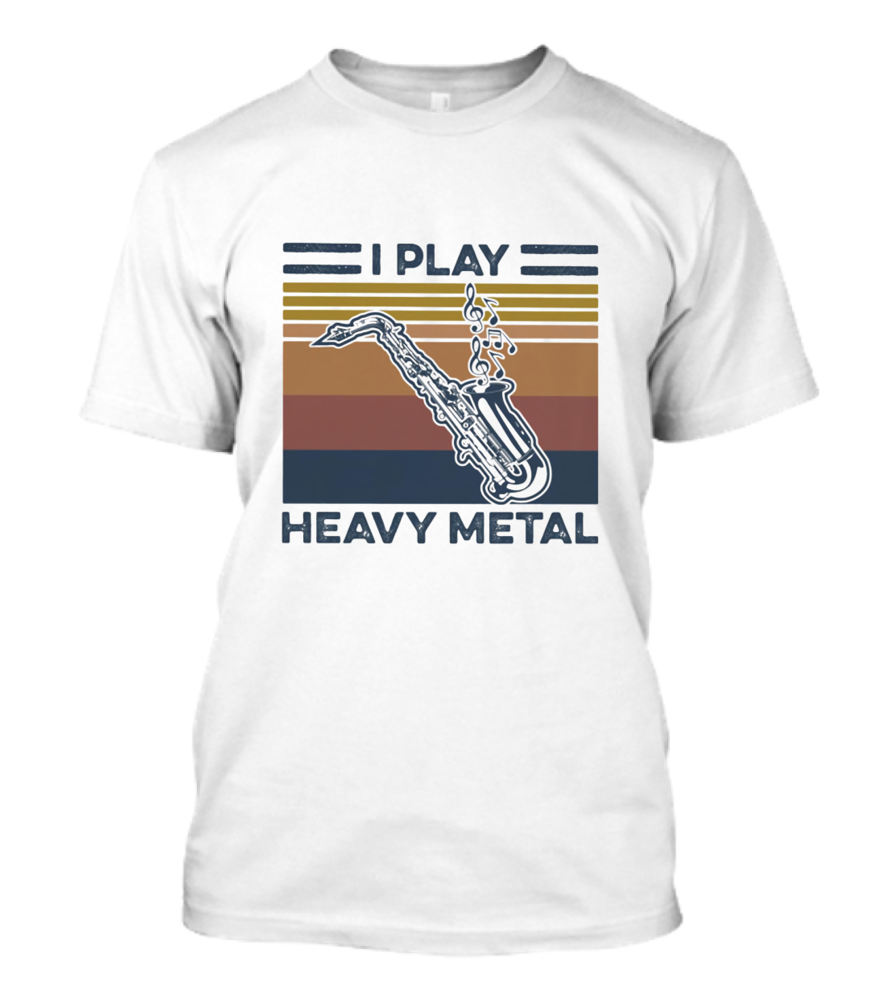 I Play Heavy Metal Saxophone Retro Music Notes T-Shirt
