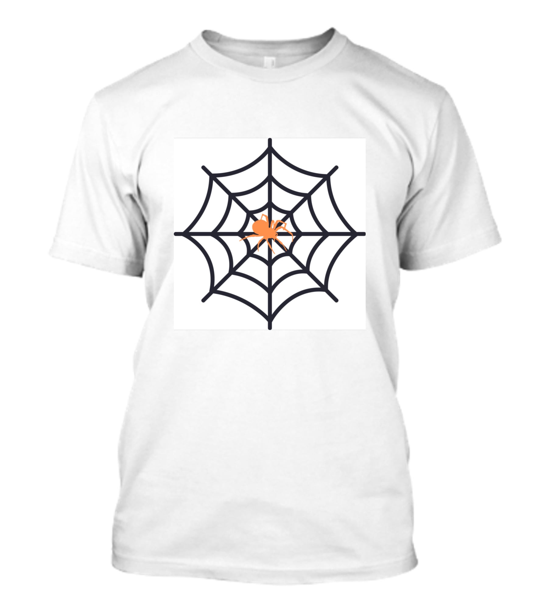 Spider Web Halloween Fitted Orange Spider T-Shirt