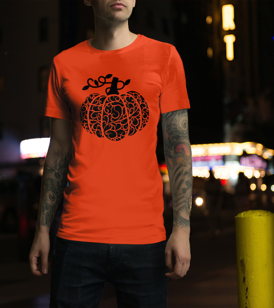 Fall Pumpkin Swirly Pumpkin Women Cute Fall T-Shirt