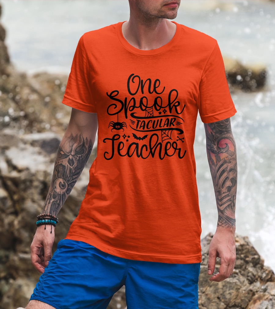 One Spooktacular Teacher Halloween Spider And Bat T-Shirt