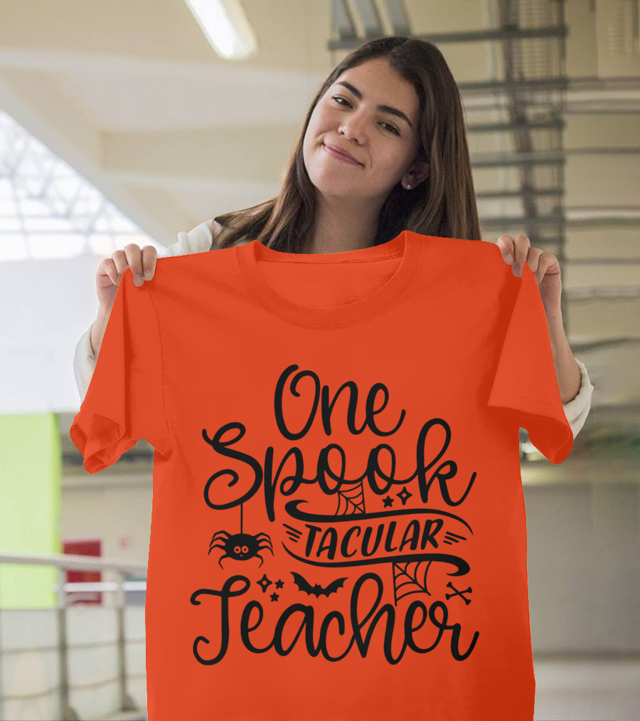 One Spooktacular Teacher Halloween Spider And Bat T-Shirt