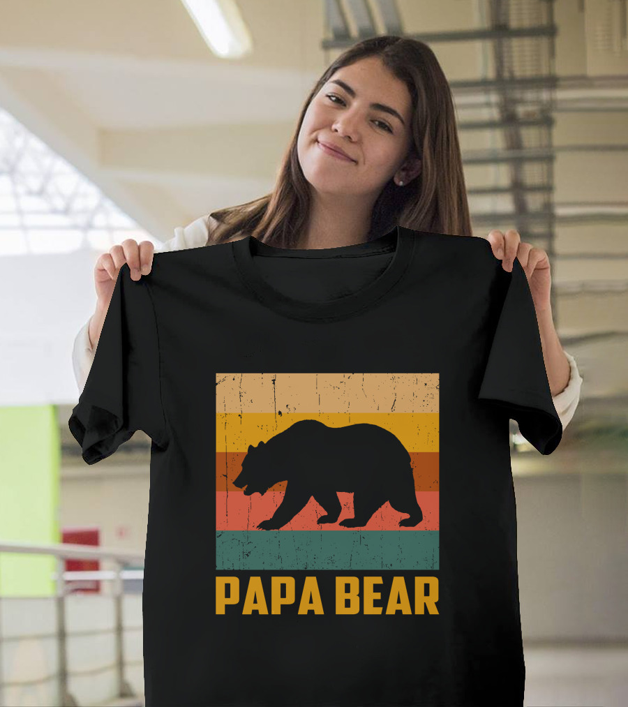 Papa Bear Dad Vintage Retro Bear T-Shirt