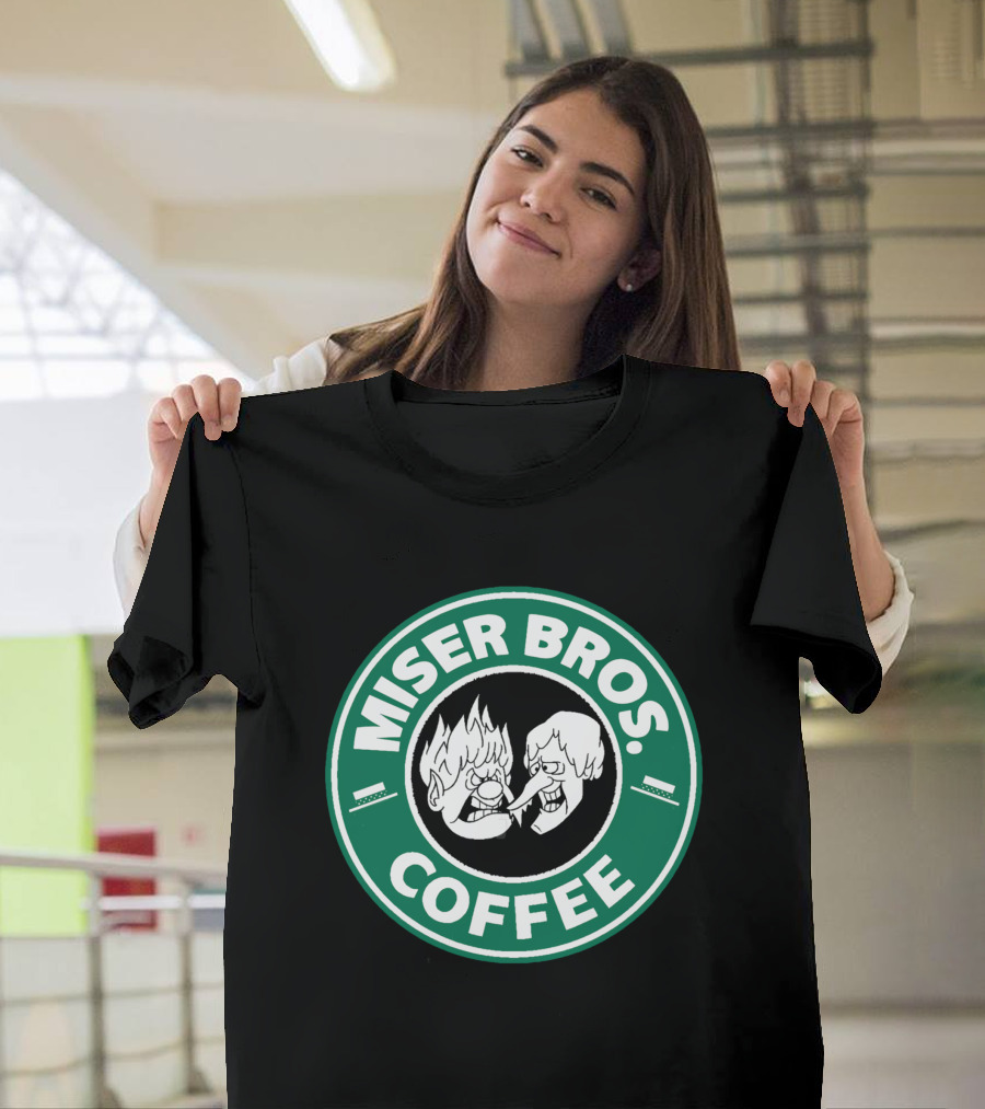 Miser Bros Coffee Logo Parody Starbucks Christmas Cartoon Characters T-Shirt