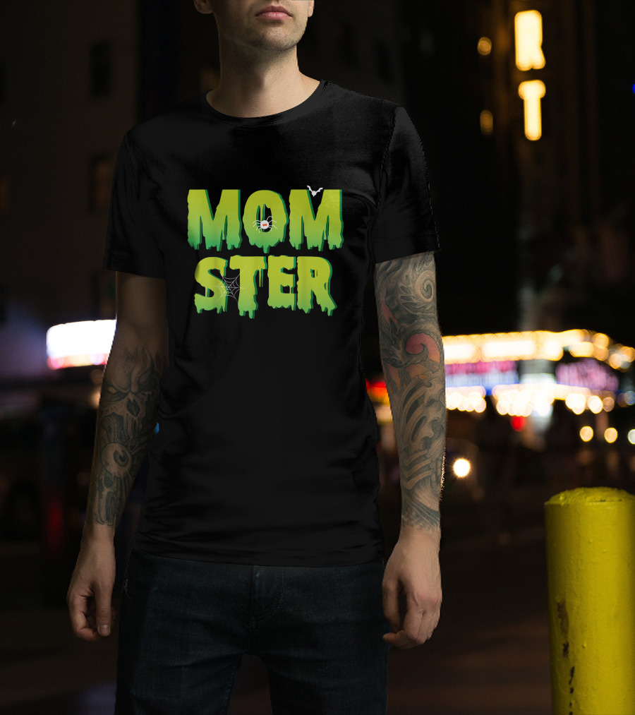 Funny Momster Halloween Costume With Spider And Bat Elements T-Shirt
