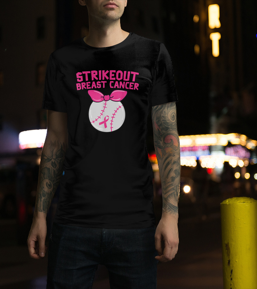 Strikeout Breast Cancer Awareness Baseball Pink T-Shirt