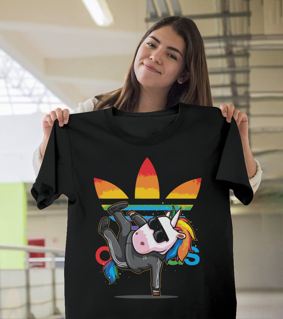 Dabbing Unicorn Rainbow Dab Hip Hop Trefoil Colors T-Shirt