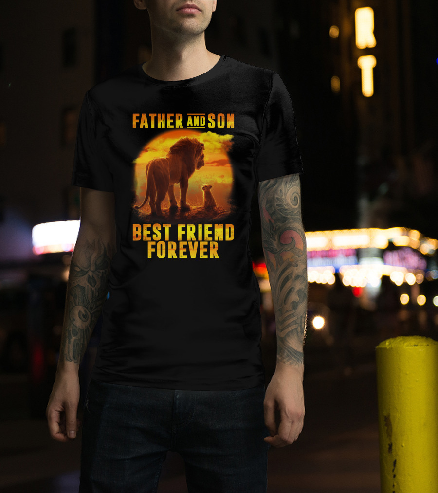 Father And Son Best Friend Forever The Lion King Silhouette Fan T-Shirt