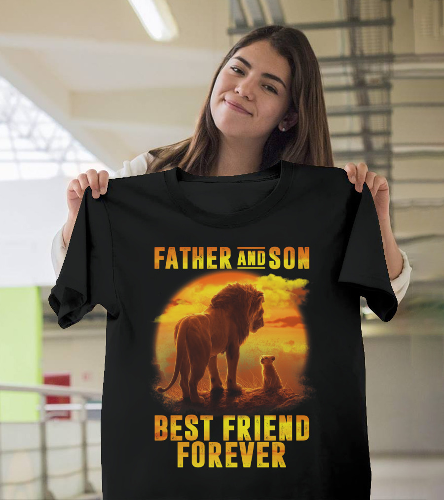 Father And Son Best Friend Forever The Lion King Silhouette Fan T-Shirt