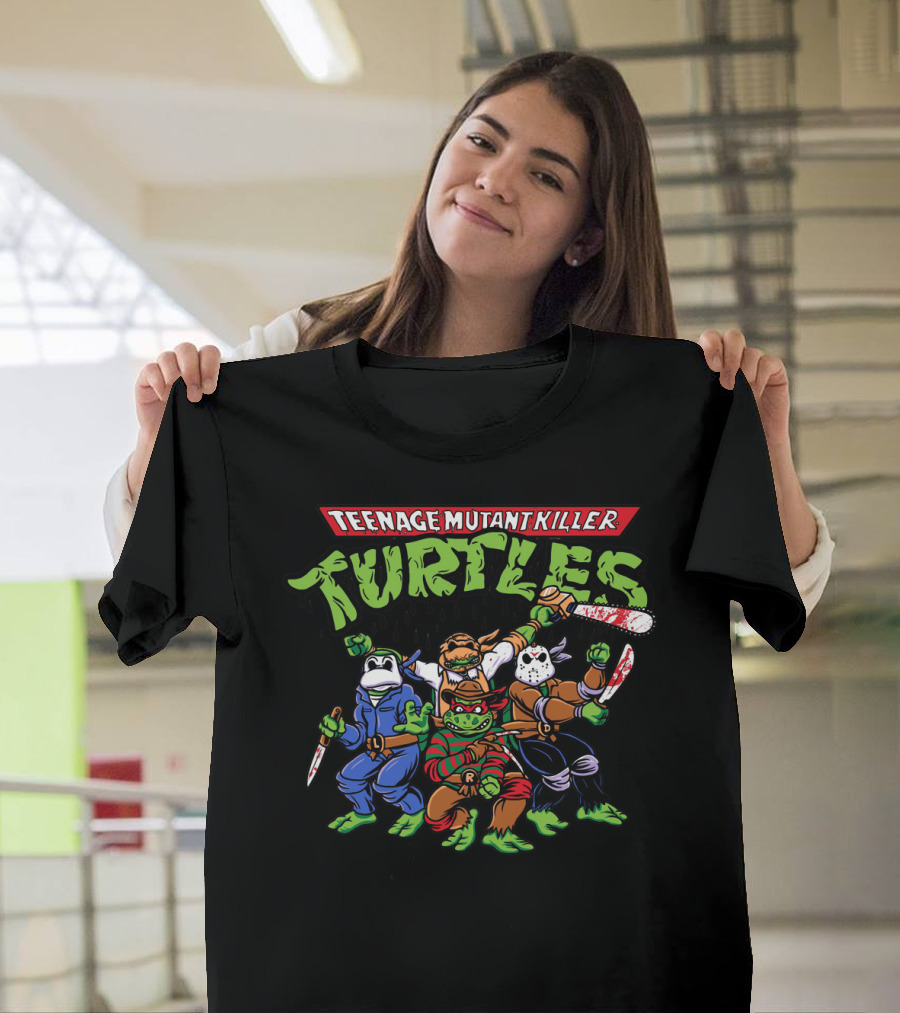 Teenage Mutant Killer Turtles Horror Parody with Slasher Movie Icons T-Shirt