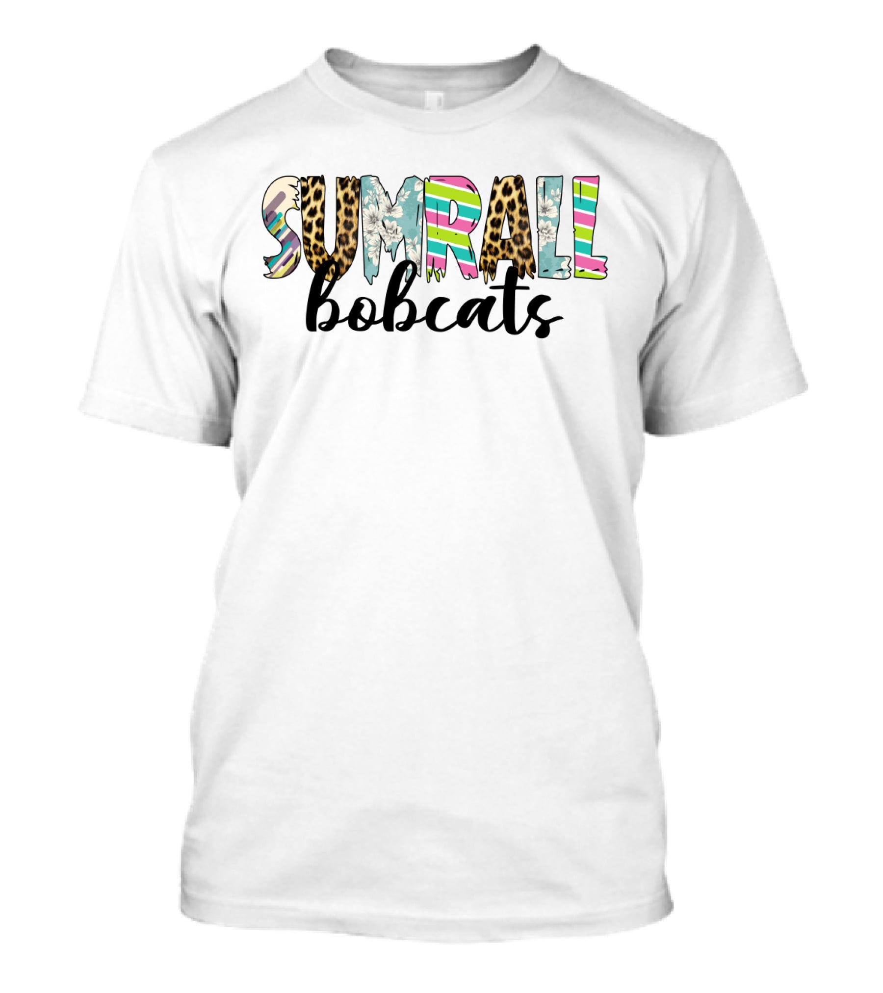 Sumrall Bobcats Fans With Colorful Patterns And Animal Print T-Shirt