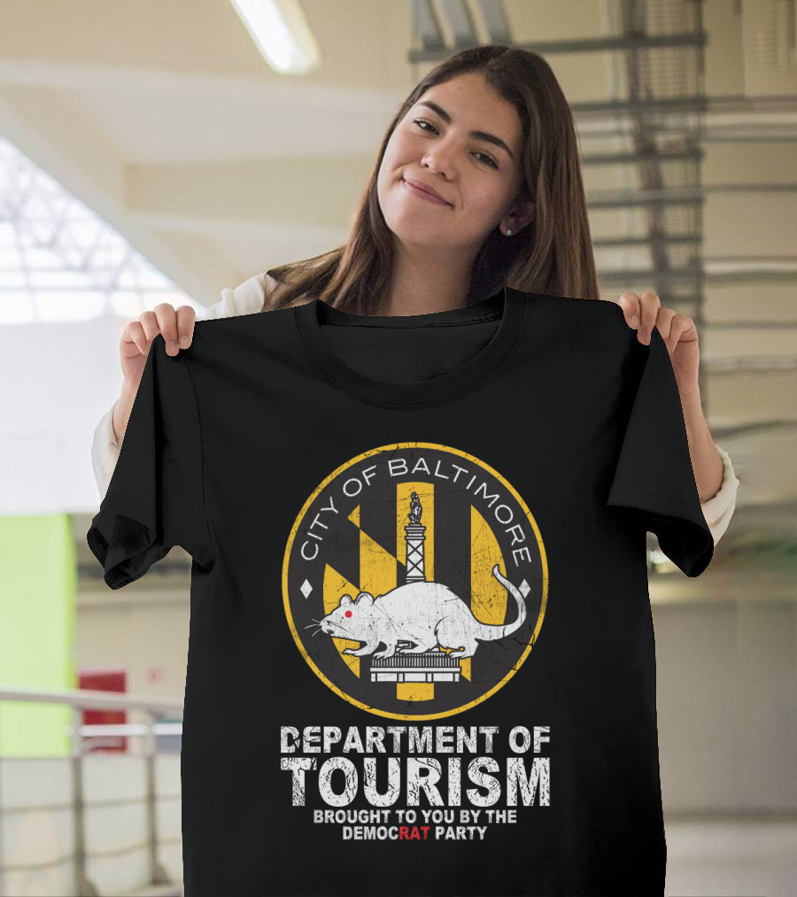 City of Baltimore Department of Tourism with Rat and Democrat Party Emblem T-Shirt