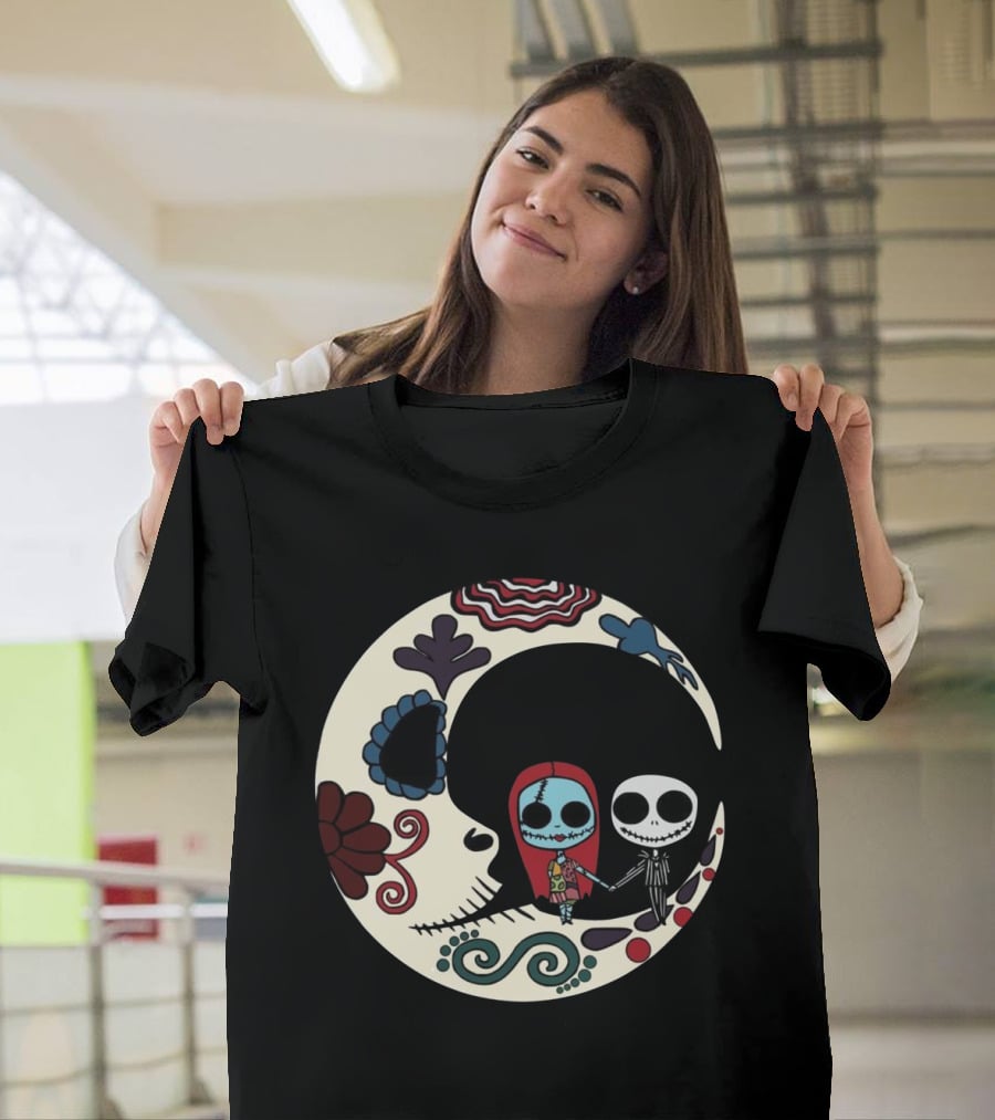 Calavera Moon Jack Skellington Sally Día De Los Muertos T-Shirt