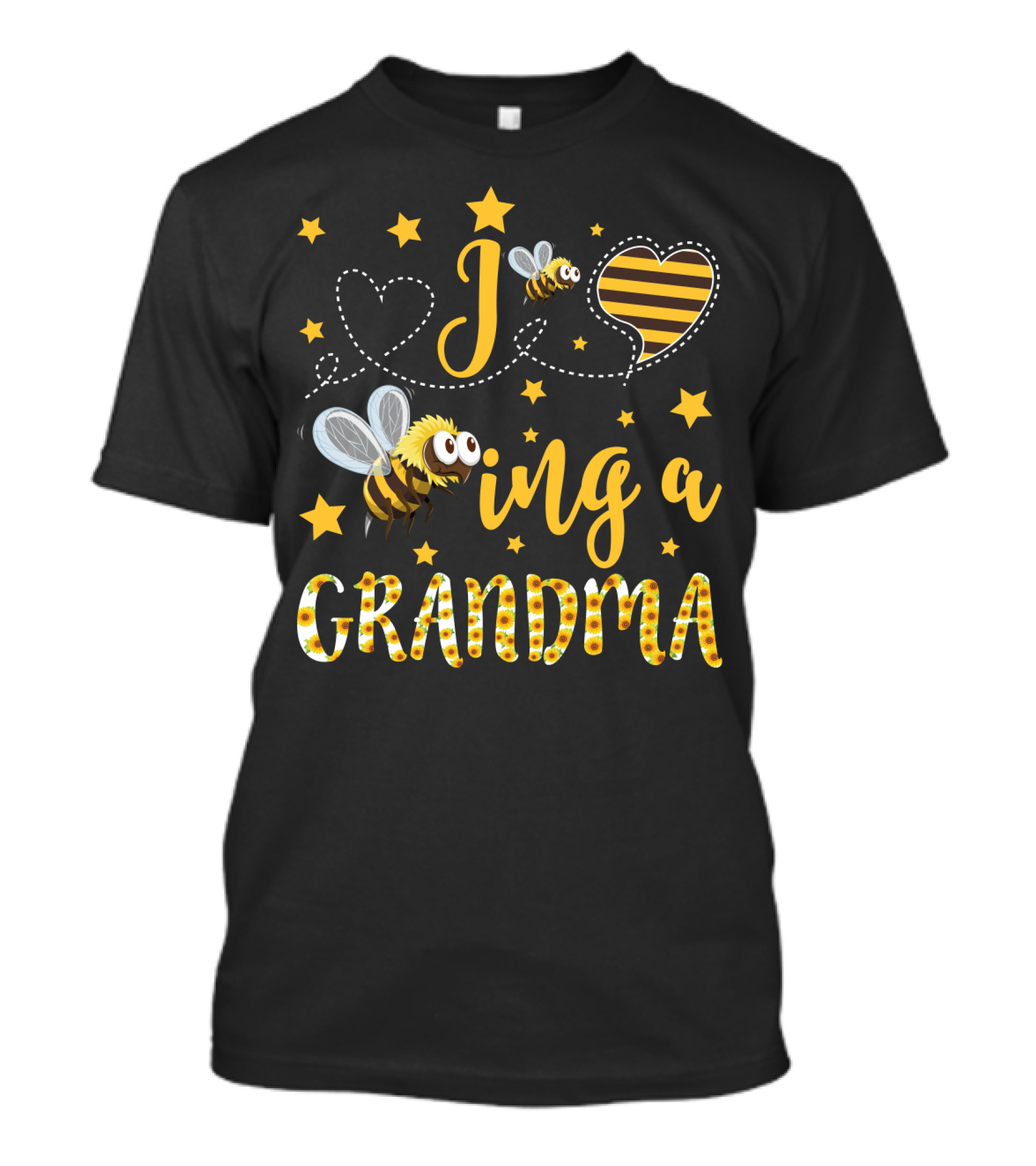 Grandma Bee And Sunflower Heart Delightful Sentiment T-Shirt
