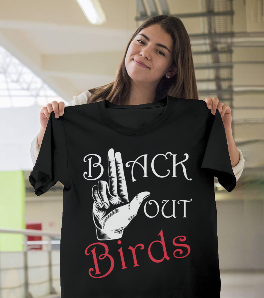 Back Out Birds Funny Pitbull Dog Lovers Sarcasm Hand Gesture T-Shirt