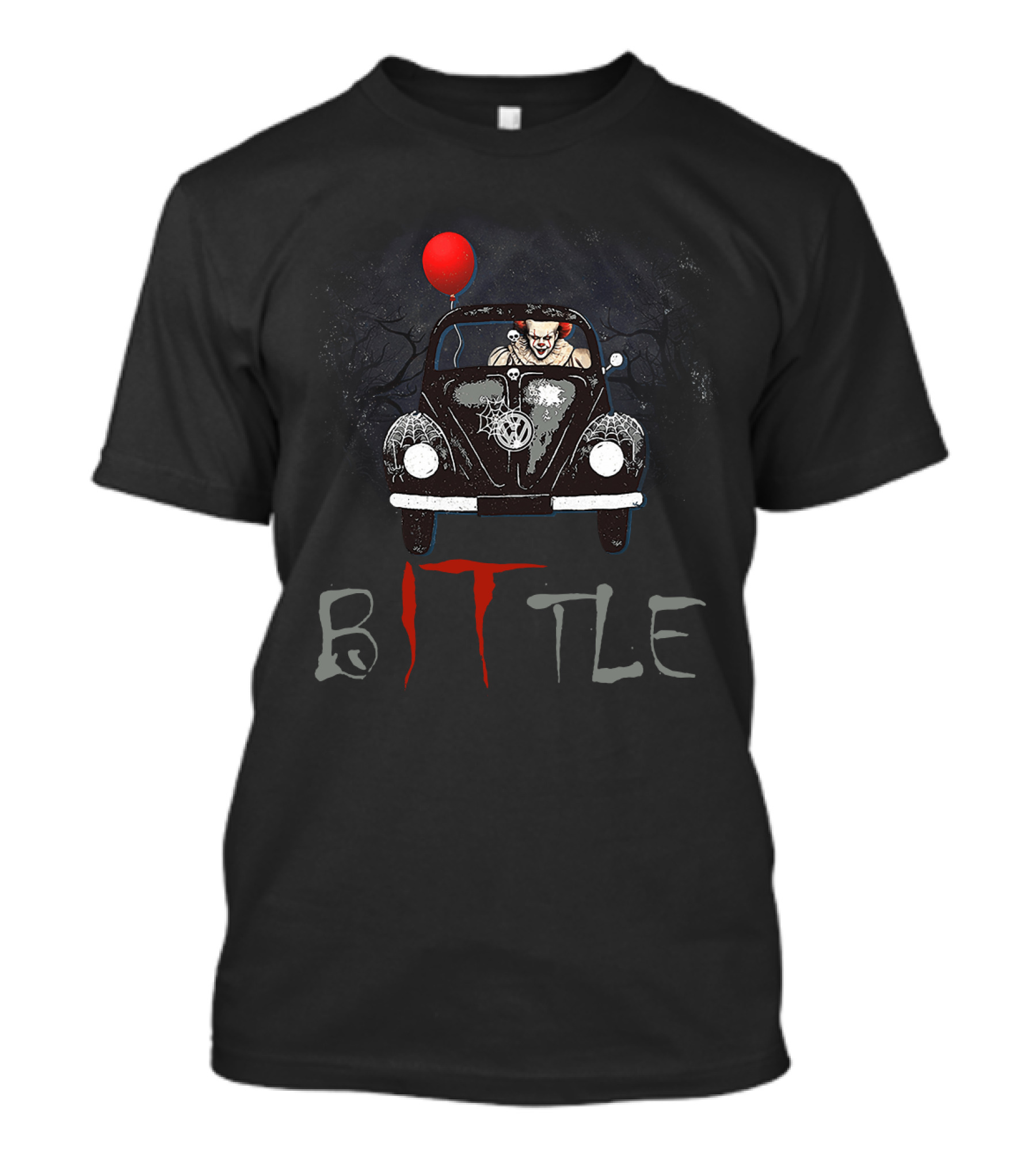 Bittle IT Clown Driving Horror Volkswagen Beetle With Red Balloon T-Shirt