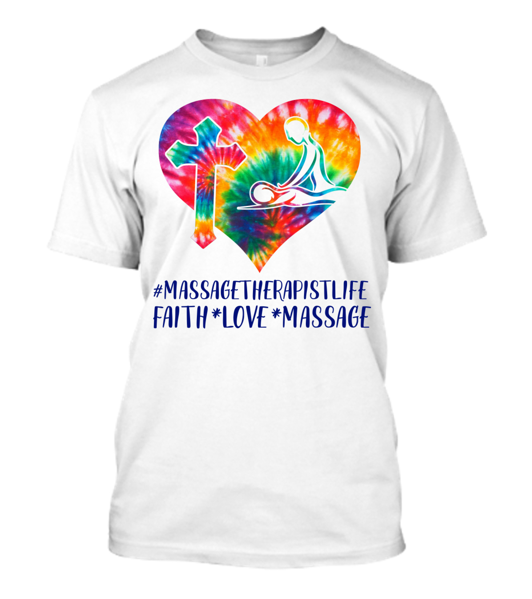 MassageTherapistLife Faith Love Massage Heart With Cross T-Shirt