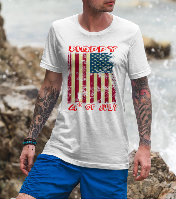 Happy 4th Of July Distressed American Flag Vintage T-Shirt