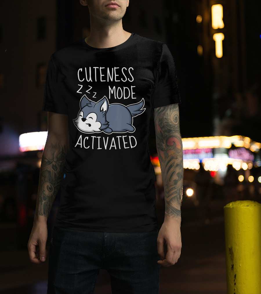 Cuteness Mode Activated Cute Wolf Kid Sleeping T-Shirt