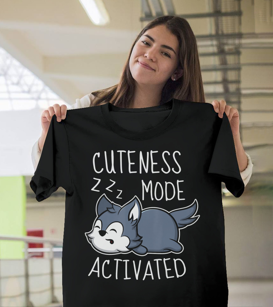 Cuteness Mode Activated Cute Wolf Kid Sleeping T-Shirt