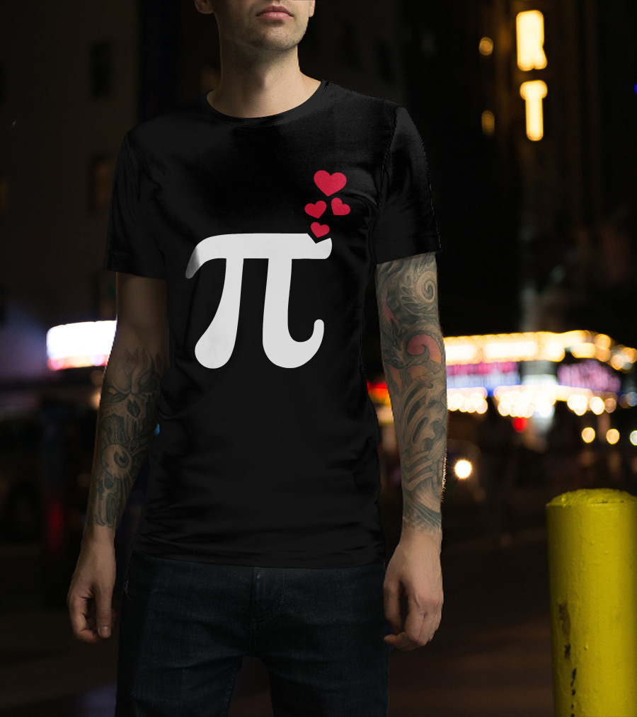 Pi Symbol With Red Hearts T-Shirt