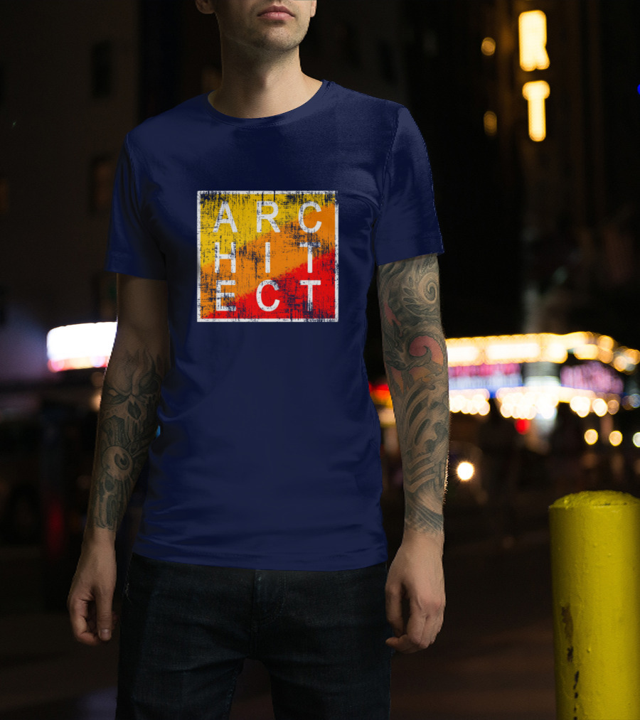 Architect Grunge Texture Yellow Orange Red Square T-Shirt
